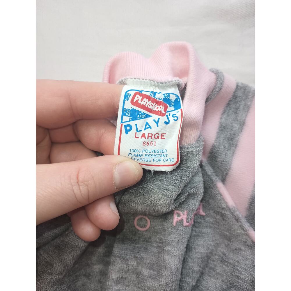 Vintage Playskool Terry Cloth Jump Suit Infant 12 Months (Large) Gray Pink - Picture 3 of 5